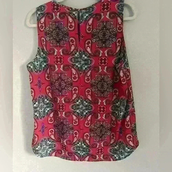 Verse Top Womens Size Large Jory Split Neck Sleeveless Blouse Pink Paisley - Picture 4 of 4